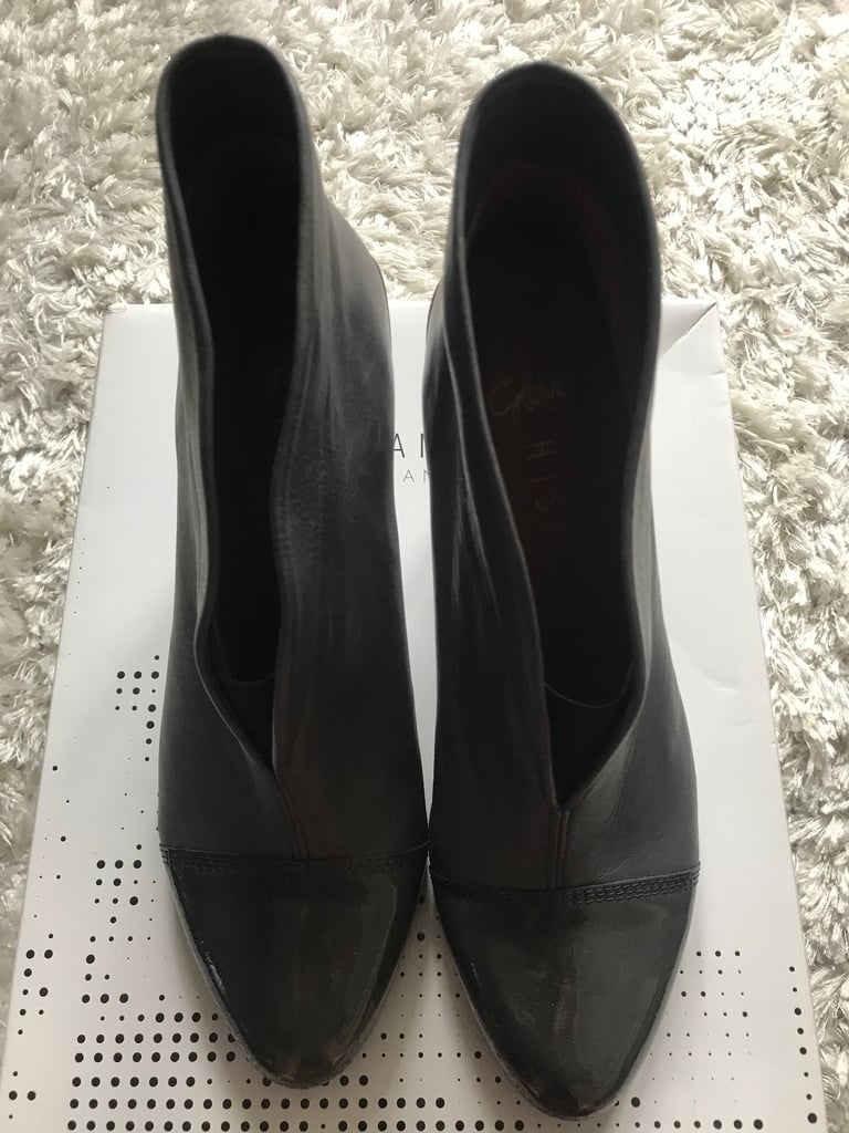 image for Hispanitas Grey Patent Toe & Leather Boots Size 4