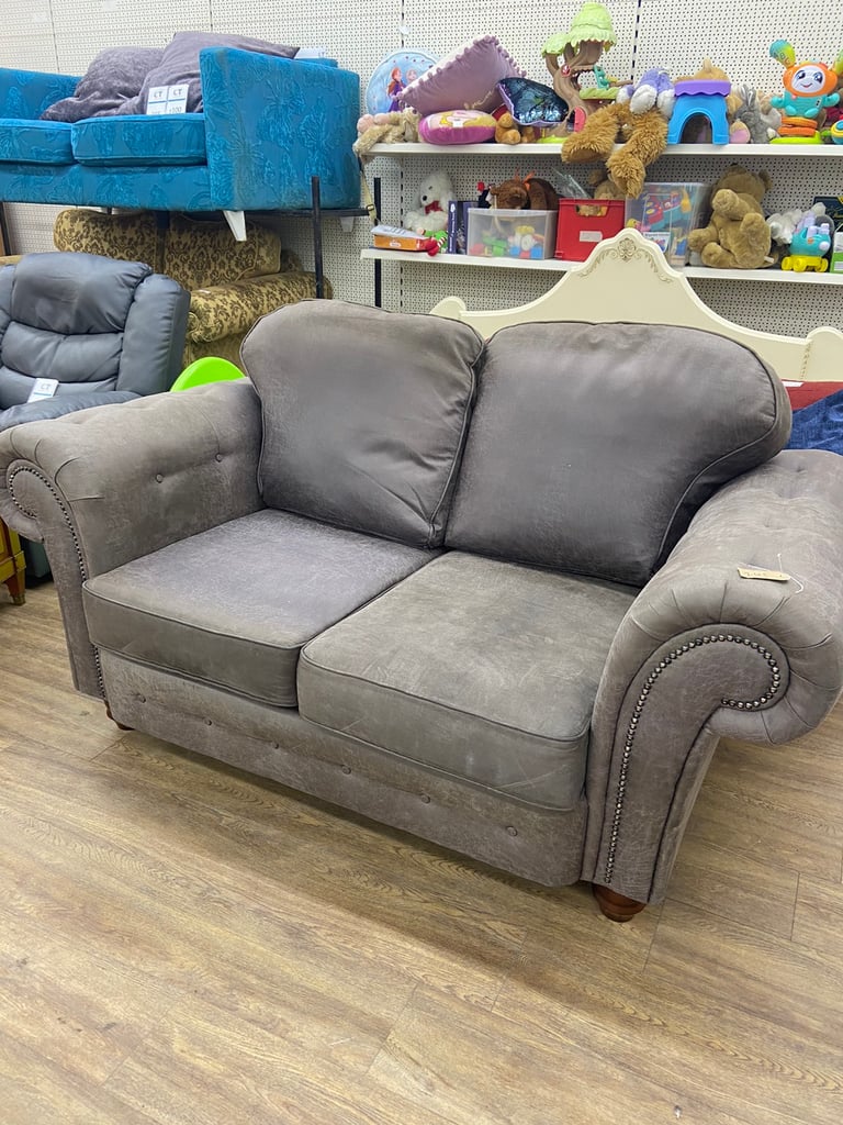 Large Grey Fabric Curved Sofa