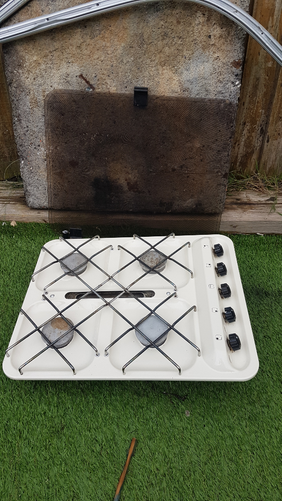CRAMER D-5750 gas hob and grill with glass lid for camper caravan motorhome boat.