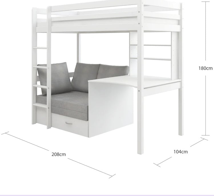 Thuka HIT high sleeper with Desk & Chairbed