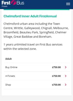 Chelmsford Inner Adult First annual bus pass