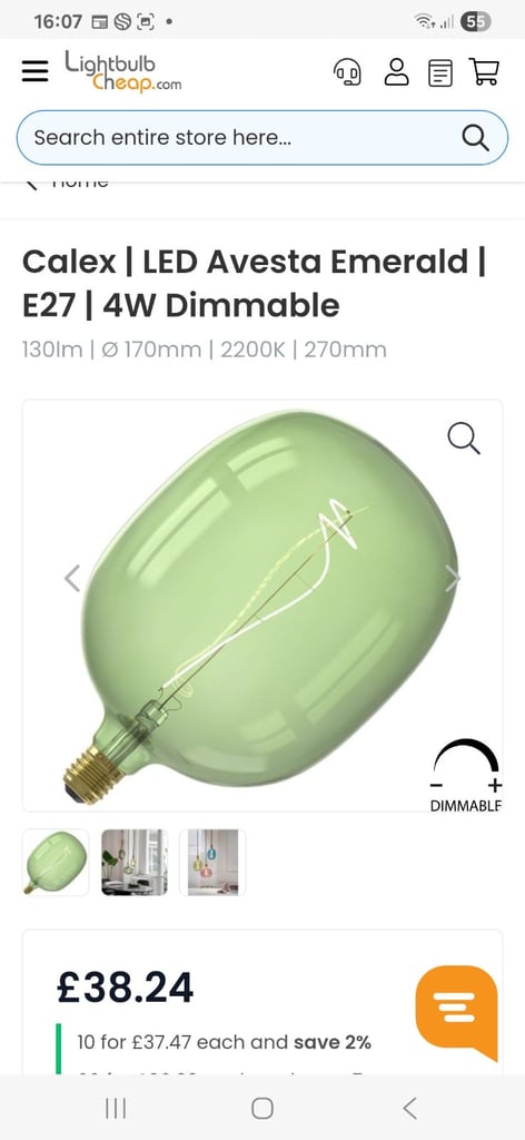 Calex Avesta Large Coloured Dimmable Bulbs 