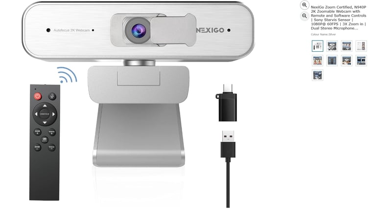 NexiGo Zoom Certified, N940P 2K Zoomable Webcam with Remote|| Brand new 50% off price 