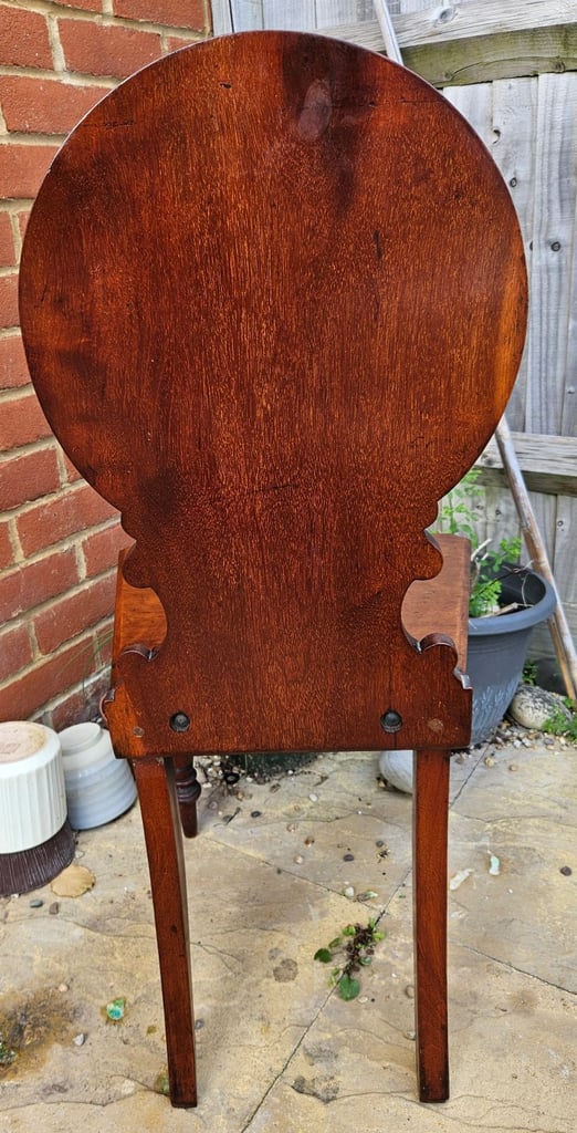 Antique 19th-century Mahogany Hall Chair (REFURBISHED)