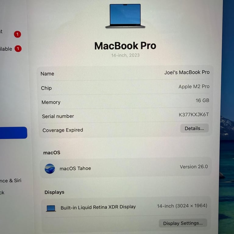 Apple Macbook M2 Pro 16GB 512SSD 26 CYCLES 