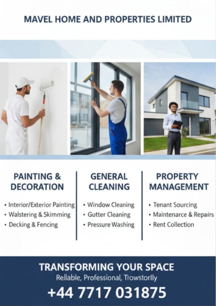 Painting & Decorating, House cleaning and Property Management
