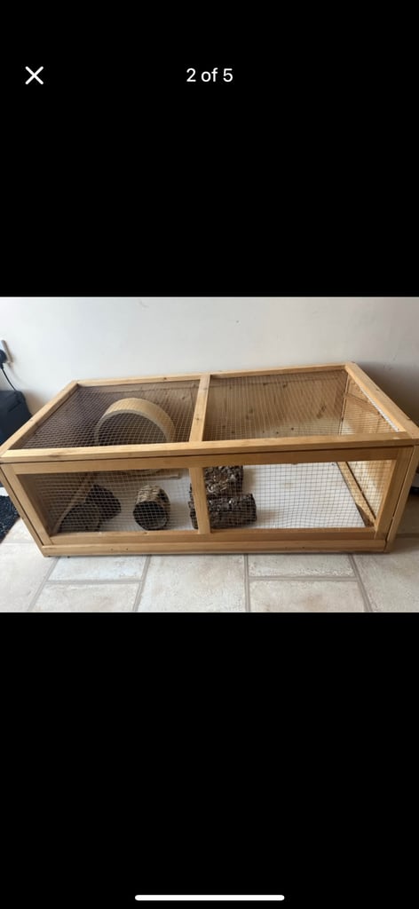 Wooden Hamster Cage. Open Top & Sliding Tray with Accessories 
