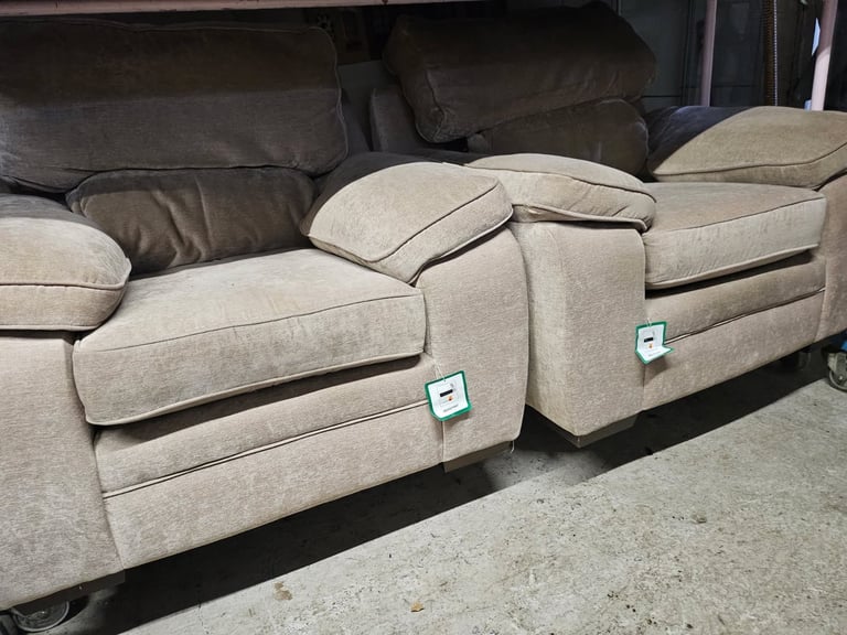 image for New x2 next beige cuddle chair set 250
