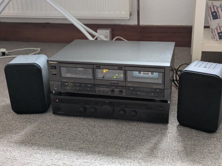 Technics RS-TR255 Stereo Double Cassette Deck with Ariston Amplifier and speakers