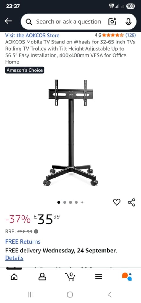 image for Mobile tv stand with wall bracket for sale 