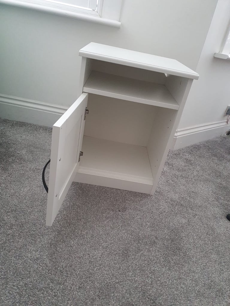 Two White Bedside Table Unit Cabinets 