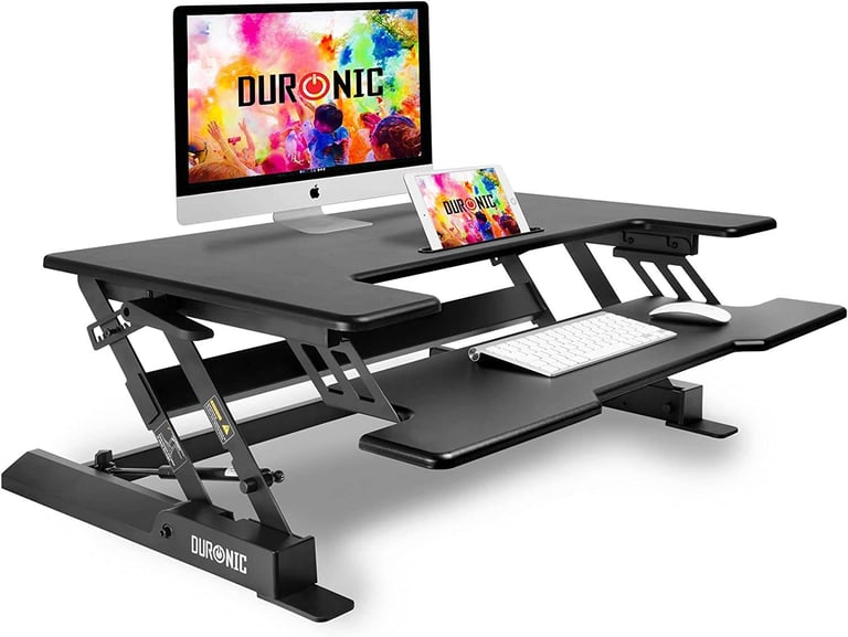 image for Duronic Sit Stand Desk Table DM05D1 Office Workstation PC Computer Screen Keyboard Laptop Riser