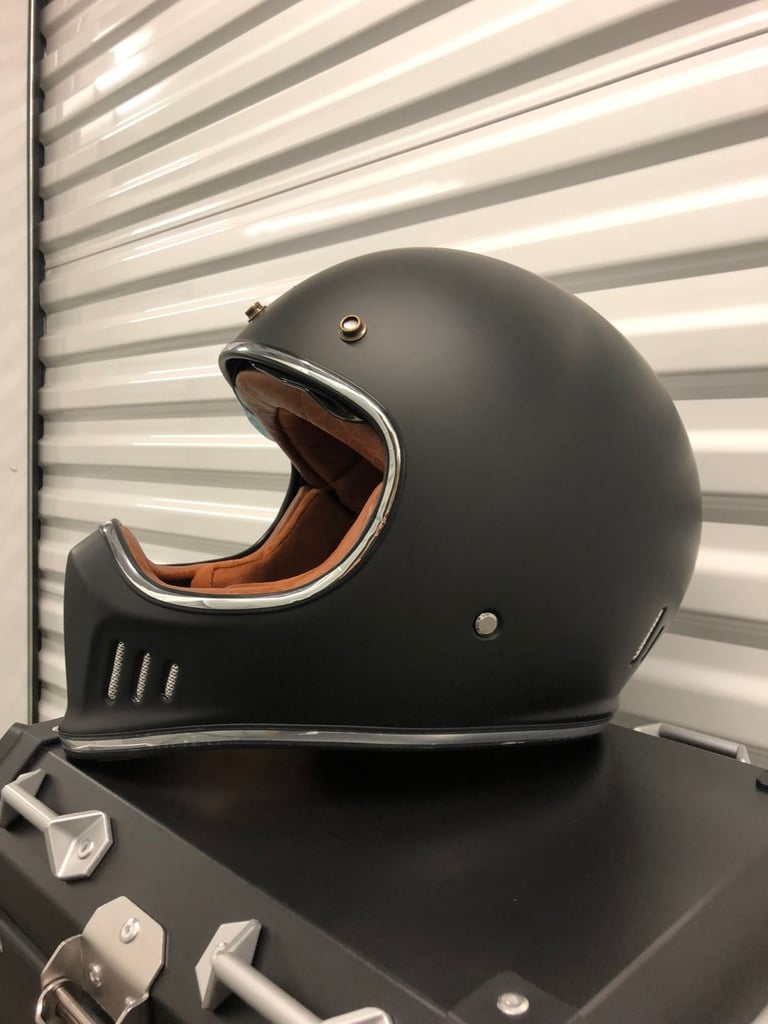 Motorcycle helmet , retro vintage helmet ,matte black , brand new