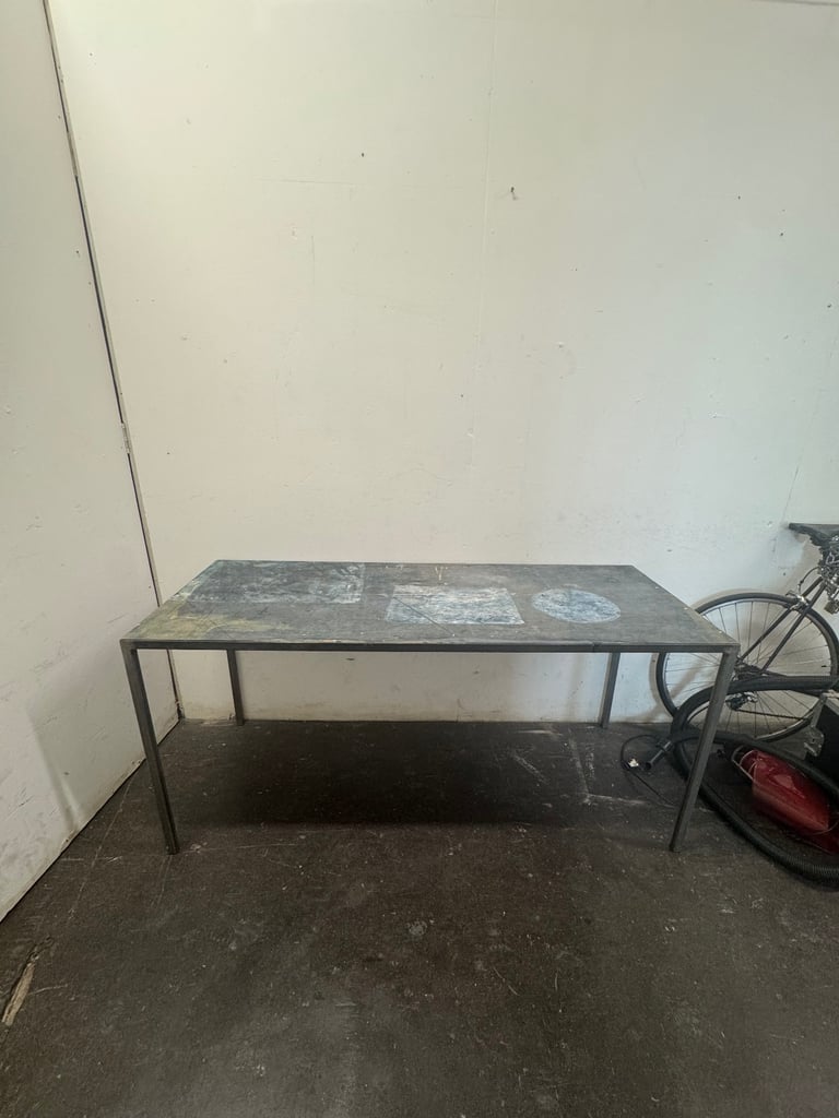 Industrial metal wooden artist desk studio dining table wood vintage antique paint