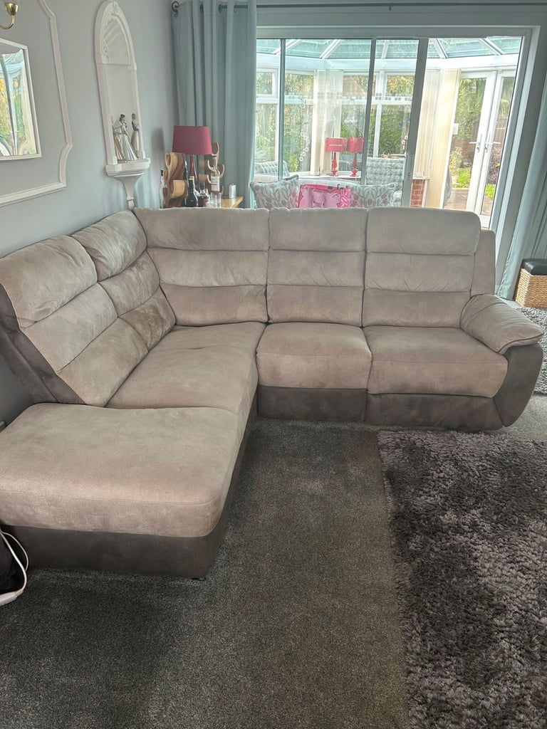 image for Quality DFS Corner Sofa. Very comfi. Comes in 3 parts. One Recliner. Can deliver