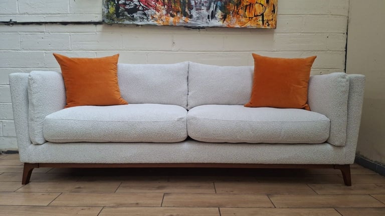 John lewis Trim 3 seater sofa in white boucle fabric RRP £2000
