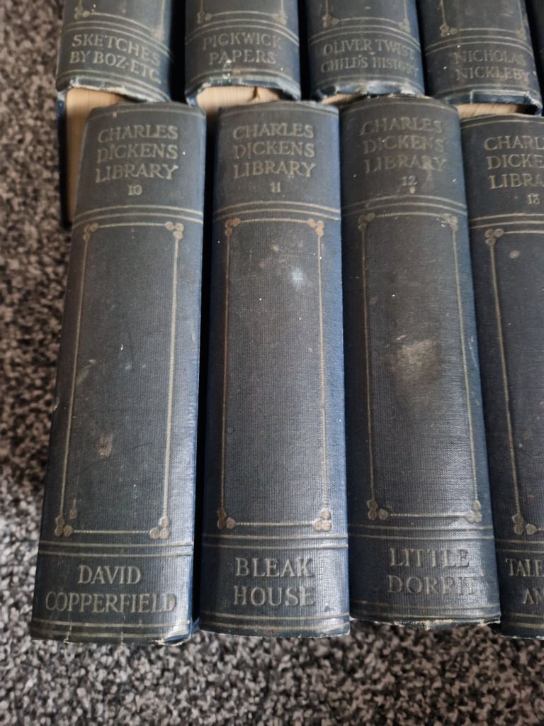 Antique books full set of Charles Dickens library from 1910
