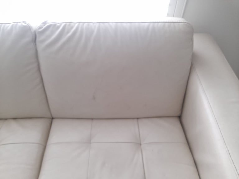 Cream leather sofa fair condition
