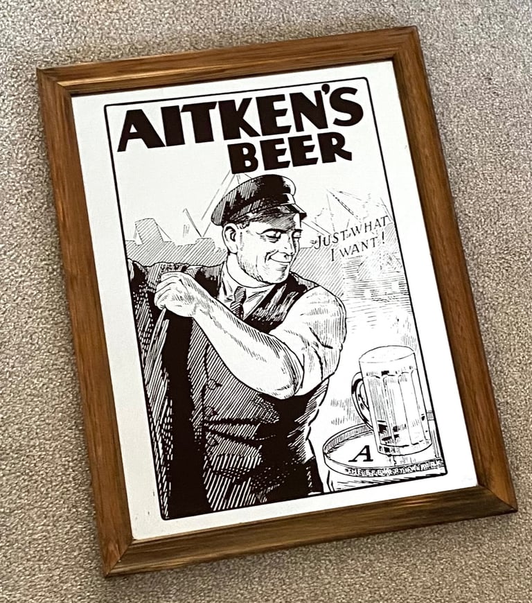 Rare Vintage Aitkens Beer Mirror