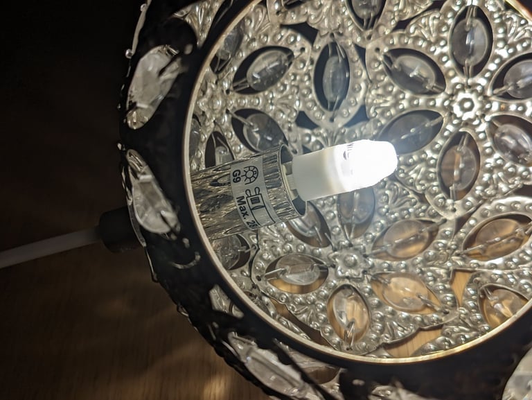 NEXT Metallic Crystal Bead Floral Pattern Sphere Table Lamp