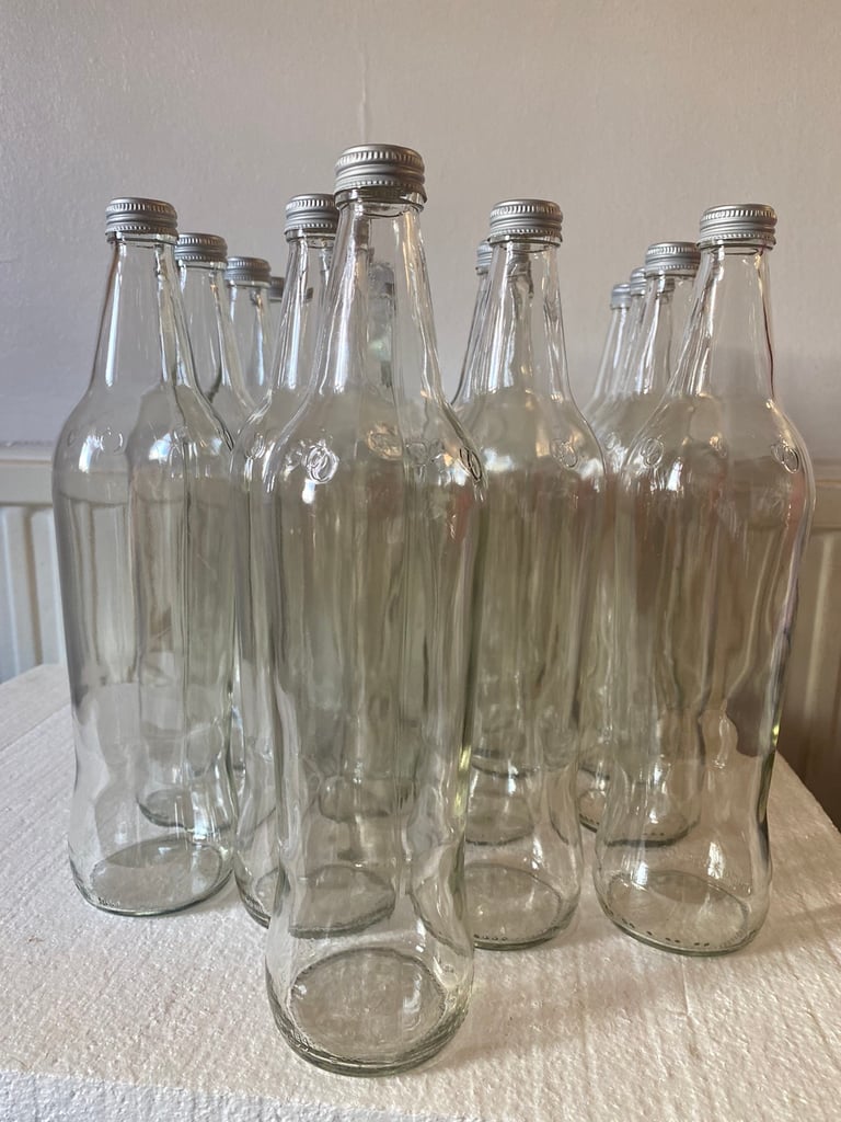 Empty glass bottles set of 18