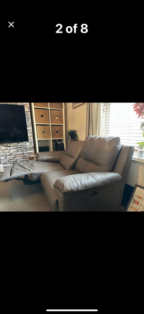 DFS grey leather sofa