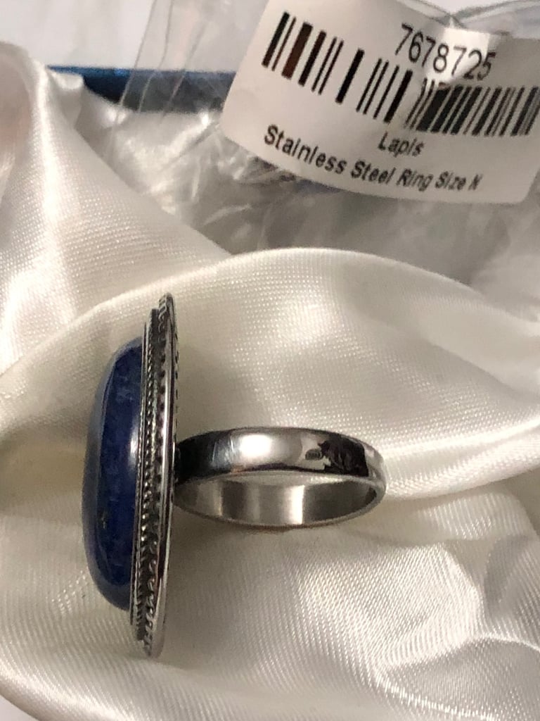 SET OF 2 Lapis Lazuli Oval Cut Lapis Lazuli Oval Shape Ring 50.00 Ct Size N NEW 