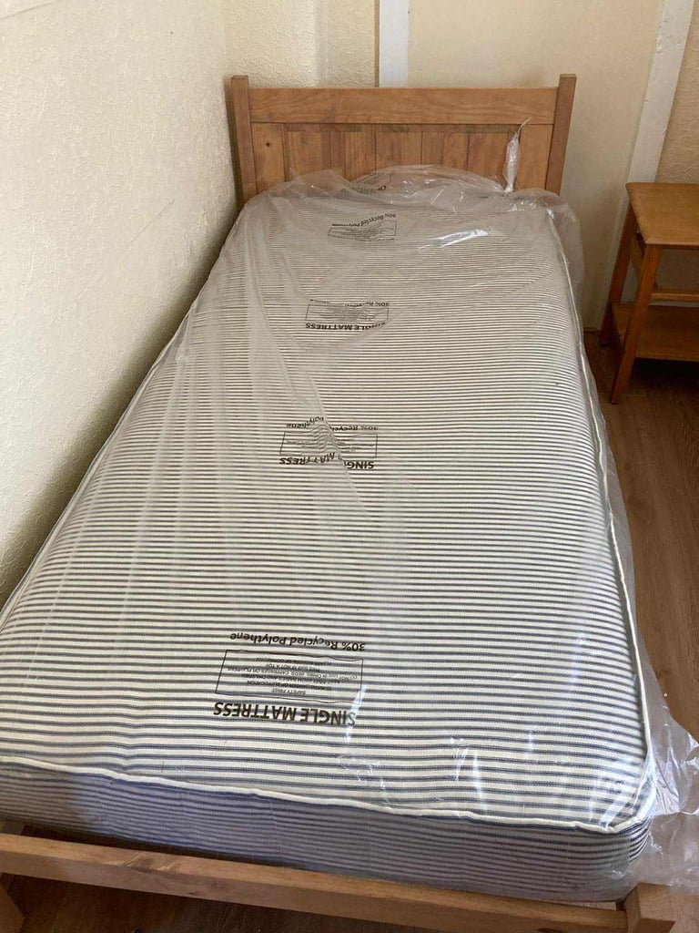 image for NEW Wooden Single Bed with mattress 