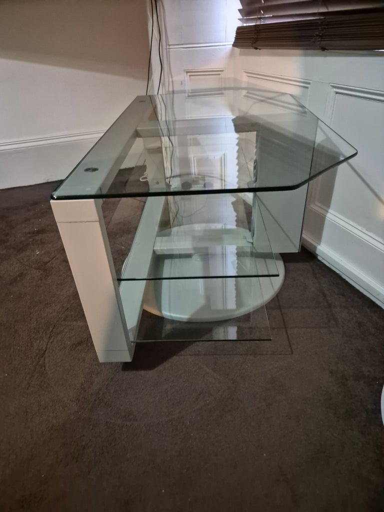 IKEA SVIND Swivelling TV/Audio Table Stand/Bench (steel/glass - heavy duty)