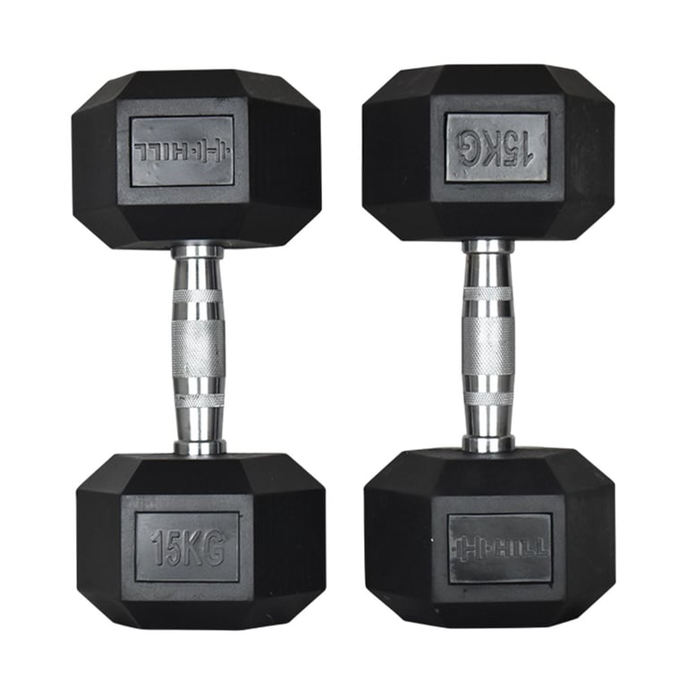 Hill Icon Rubber Hex Dumbbell Set 2.5kg - 15kg - Weights Gym