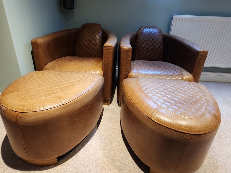 Leather chairs and footstools