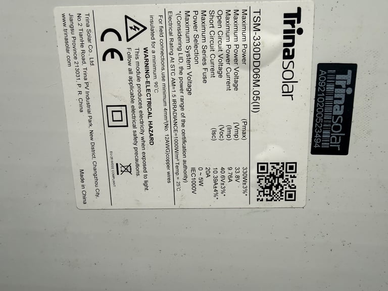 Solar panel 330 watt for caravan