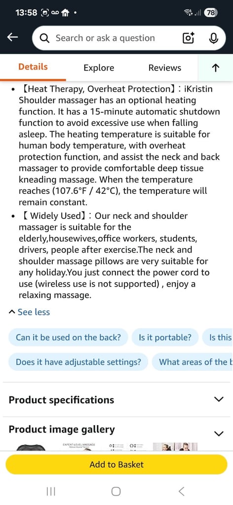 Electric neck, shoulder and back massager