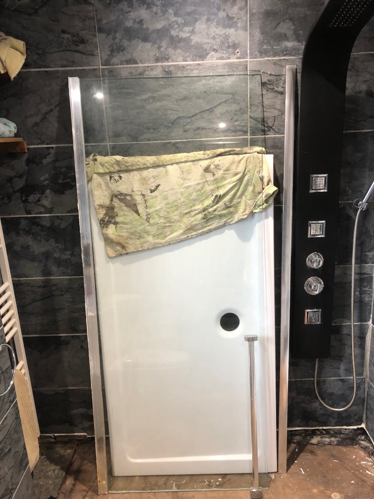 Stone Shower tray and glass screen 