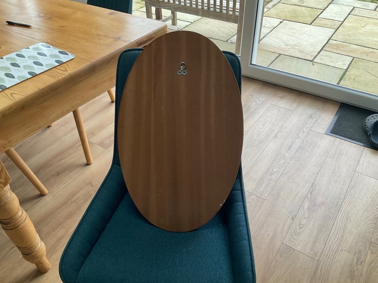 Quality Vintage teak oval mirror with fixing