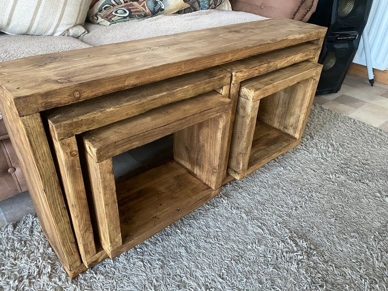 Double nest of tables Rustic, Hand Made reclaimed wood country cottage