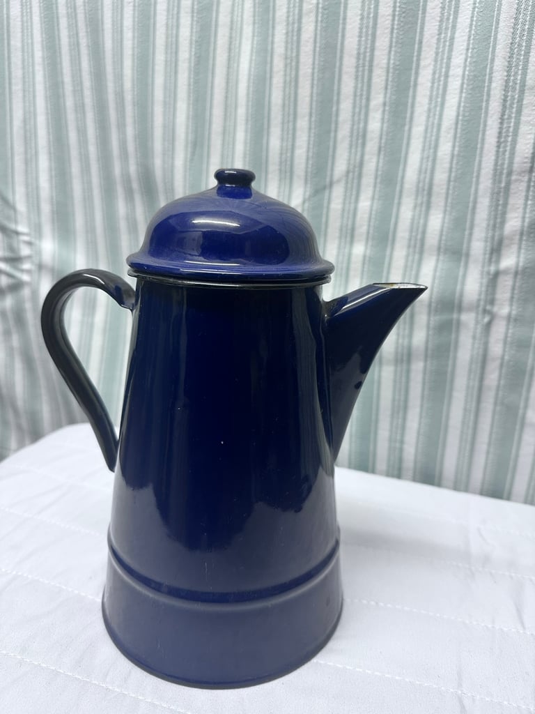 image for Enamel Lidded Jug been used for dried flowers 