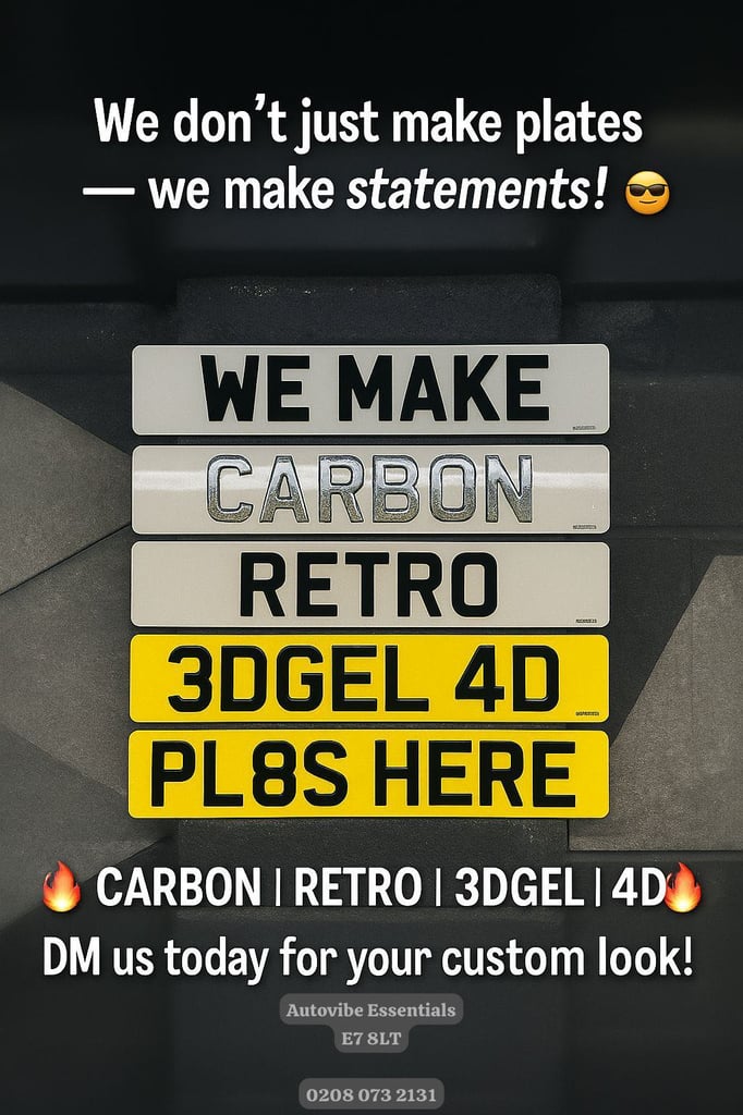 NUMBER PLATE SET ROAD LEGAL FRONT AND REAR 3D GEL/4D/RETRO BEVELLED