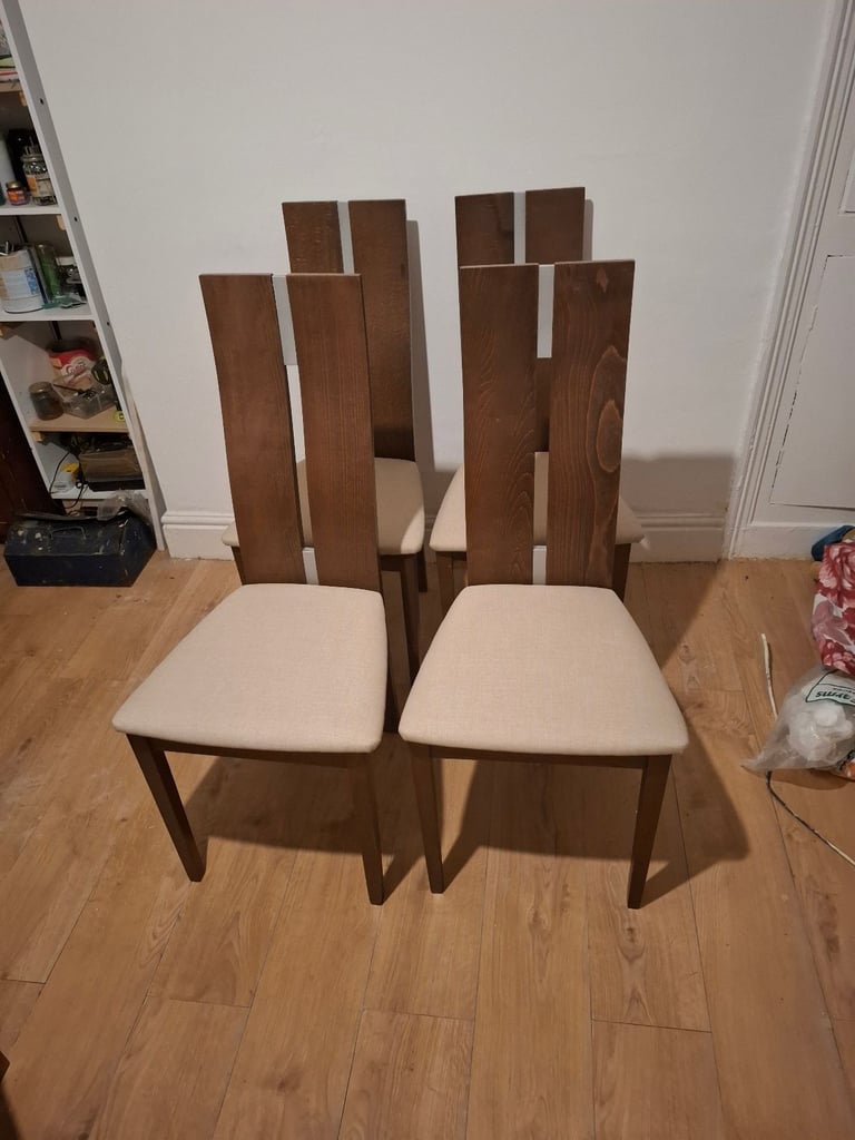 image for x4 Solid Wooden Dining Chairs (ALL 4 CHAIRS FOR £80) [SAME DAY DELIVERY AVAILABLE]