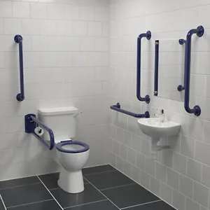 Disabled 1900R.C.L.B i.Care DOCM C/C Lever Handle with Rimless WC Pan (Blue Rail & Seat