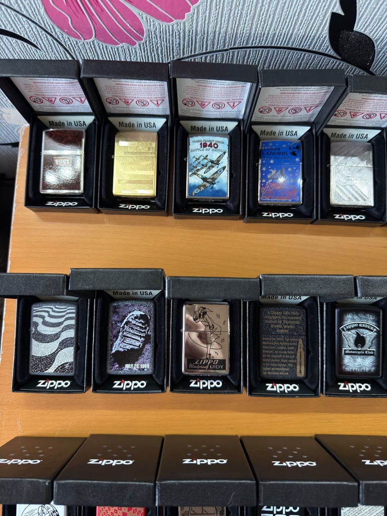 Zippo premium collection 104 lighters, display cases plus extras brand new unused 