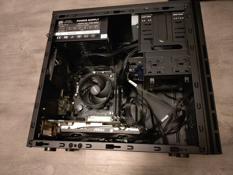 Windows 11 entry level gaming PC, full setup, keyboard, mouse and monitor