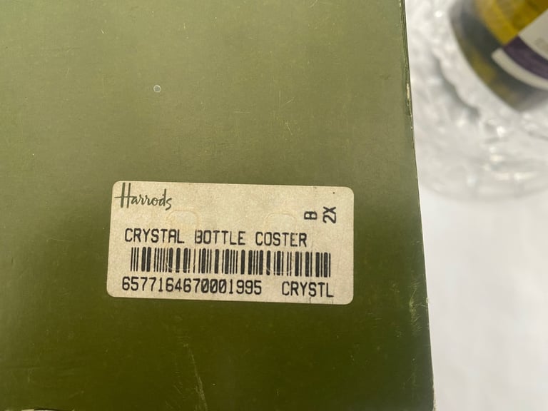 Harrods Crystal Bottle Coaster x 2. Immaculate condition no chips or cracks, original packaging. 