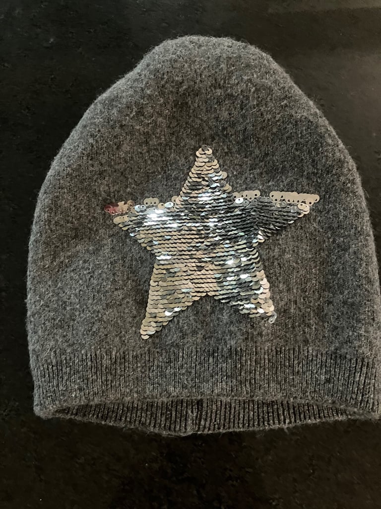 image for NEW :Grey Sequined Cashmere Hat