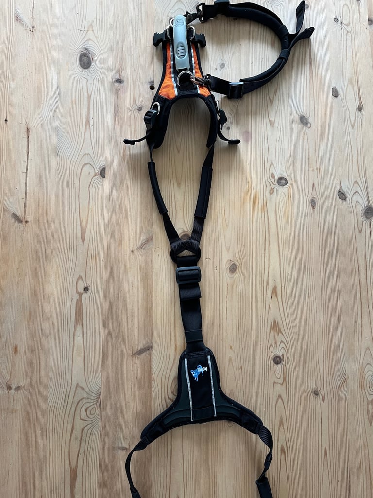 Dog harness (Help em up - blue dog U-band style)