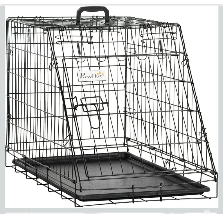 New Pawhut Trapeze Collapsible Dog Pet Travel Box Crate Cage Removable Tray