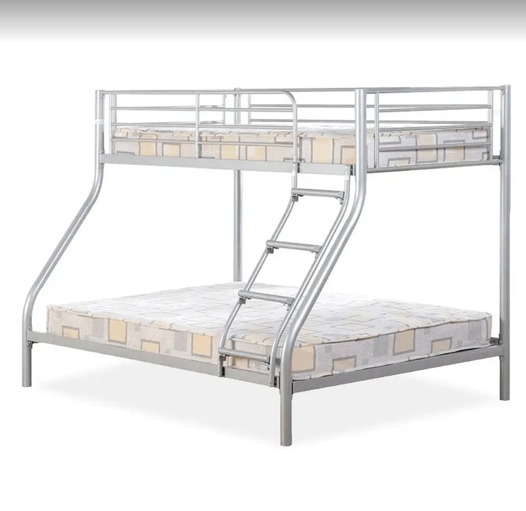 Strong Beds !! Single Top & Double Bottom Metal Bunk bed Frame with optional Mattress 