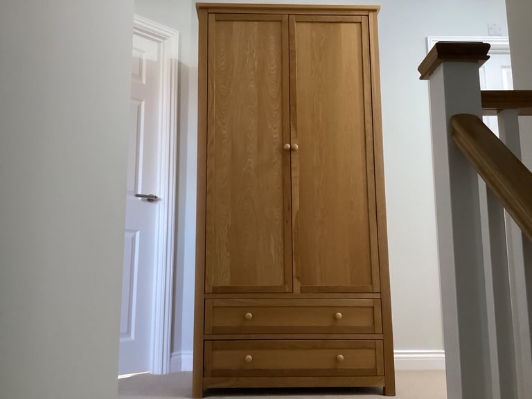 image for Tall 2 Door + 2 Drawers Medium Oak Wardrobe 