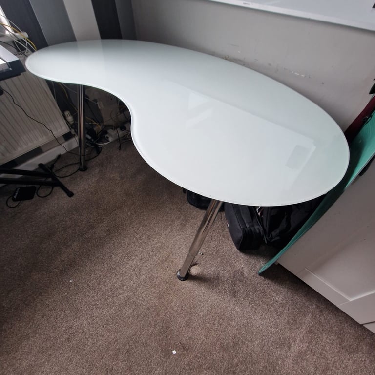 Ikea glass Galant kidney shaped desk 