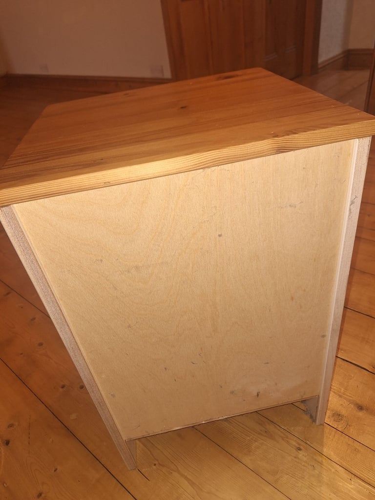 Wooden bedside table with 3 drawers
